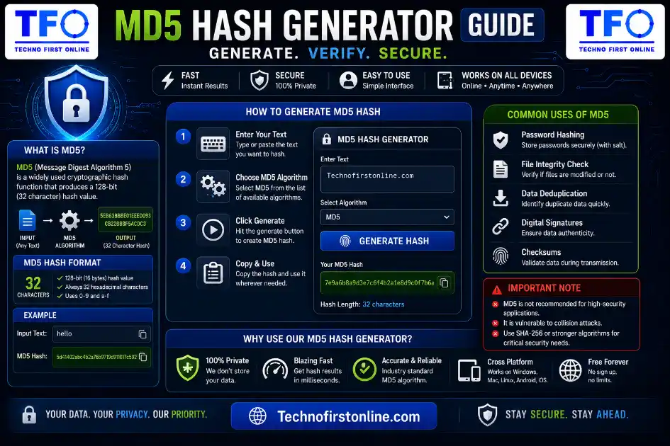 Free online MD5 hash generator tool